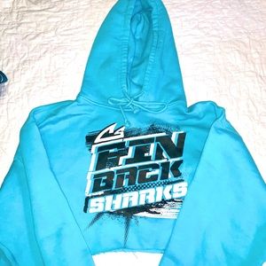 5/$60 CHEER OR 2/$25 reg HOODIES 💙 CHEER SPORT FINBACK SHARKS teal crop hoodie